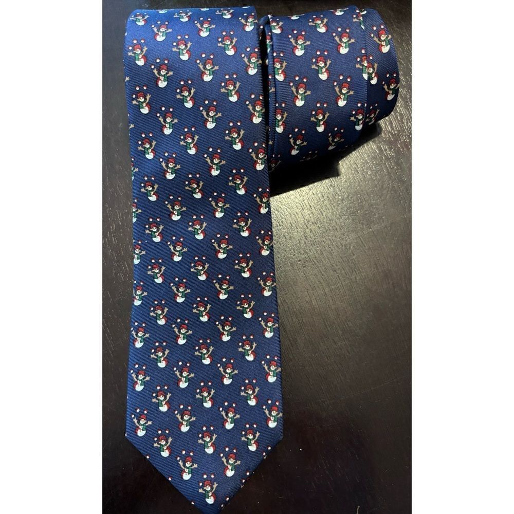 Brooks Brothers Fleece Snowman Silk Skinny Tie/ NWT